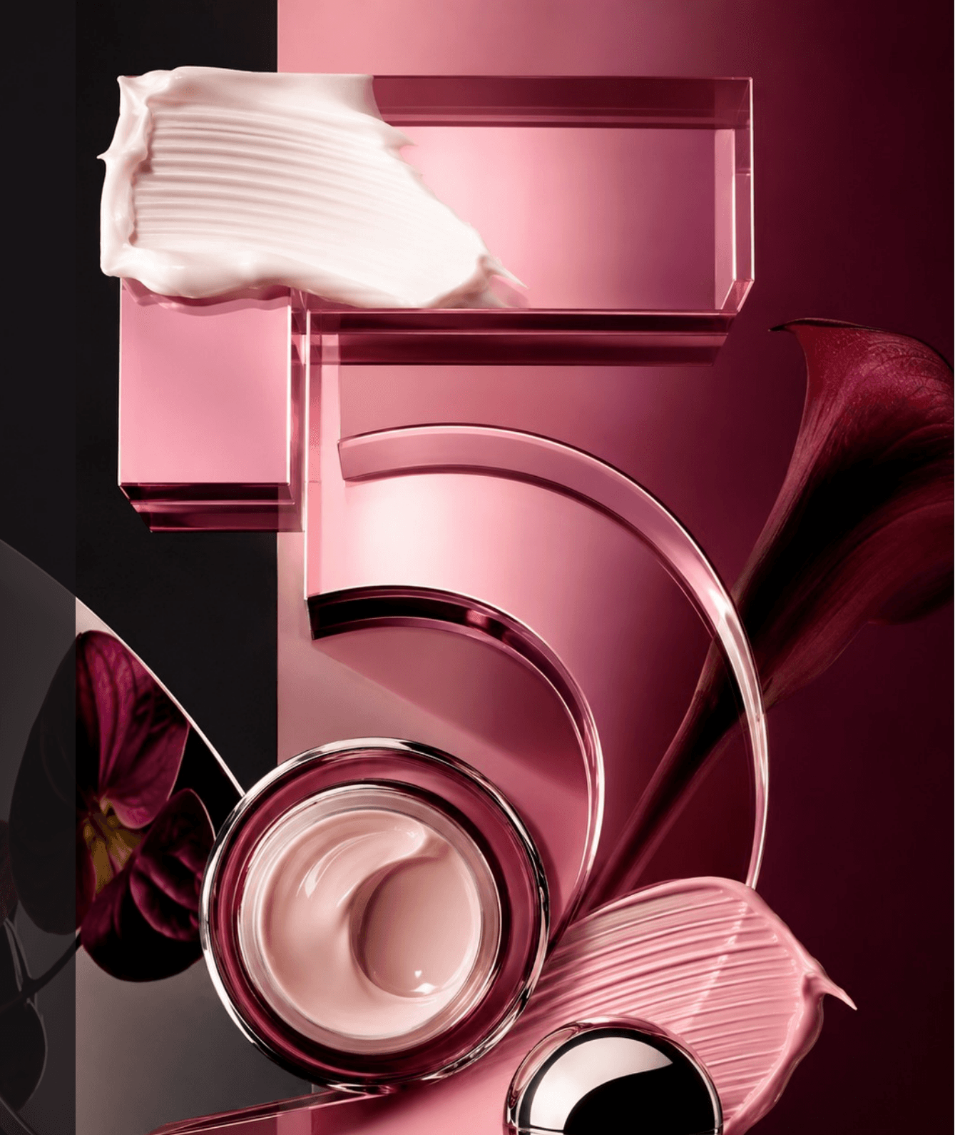 Univers graphique rose et berry Cinq Beautés